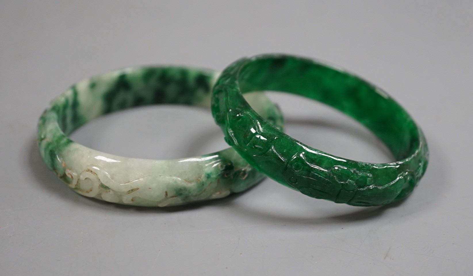 Two Chinese jadeite bangles